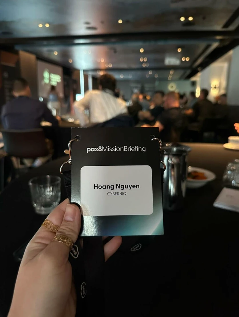 Hoang Nguyen's Pax8 Mission Briefing name badge