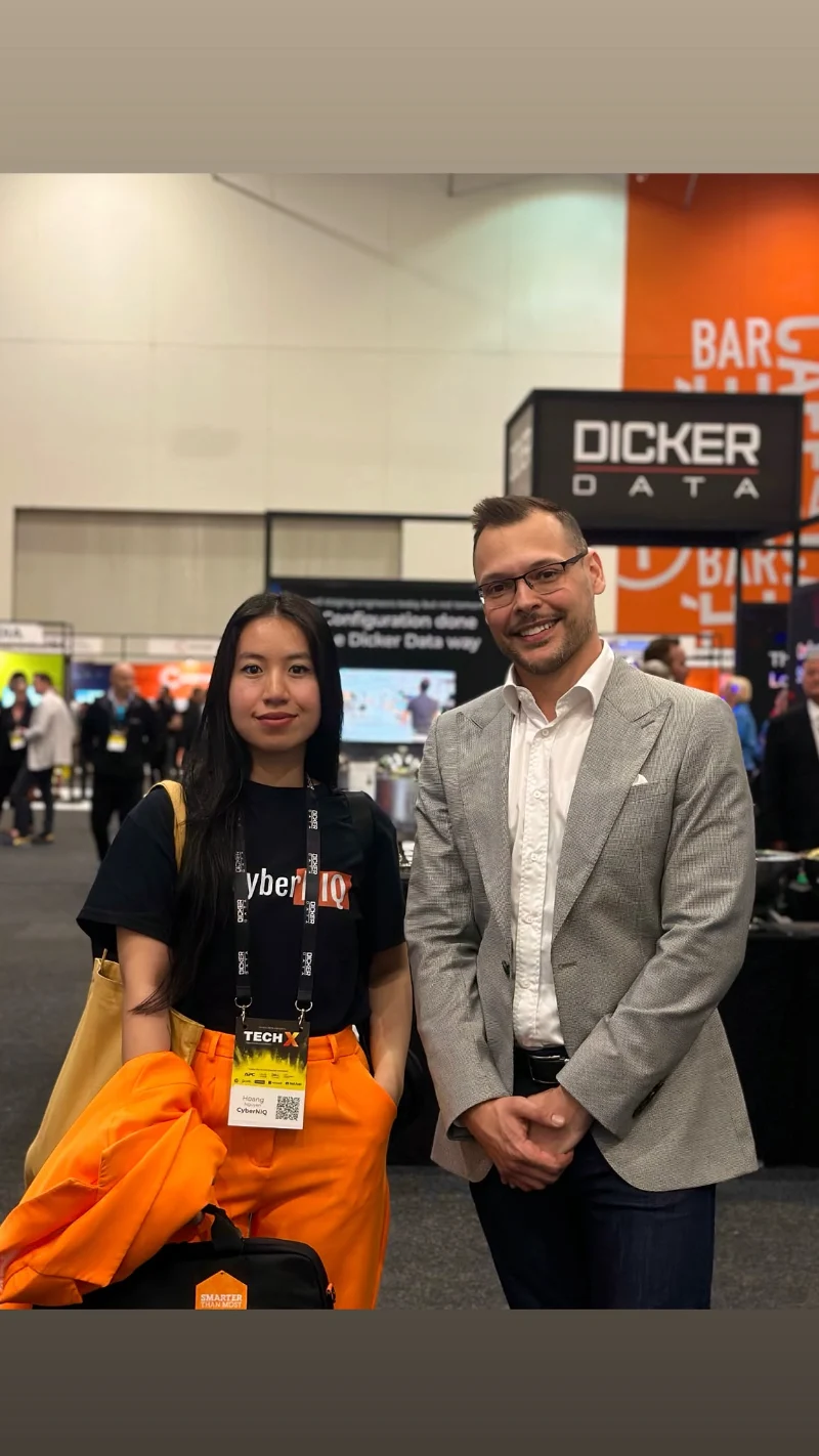Hoang from CyberNIQ at the Dicker Data stand, TechX 2024