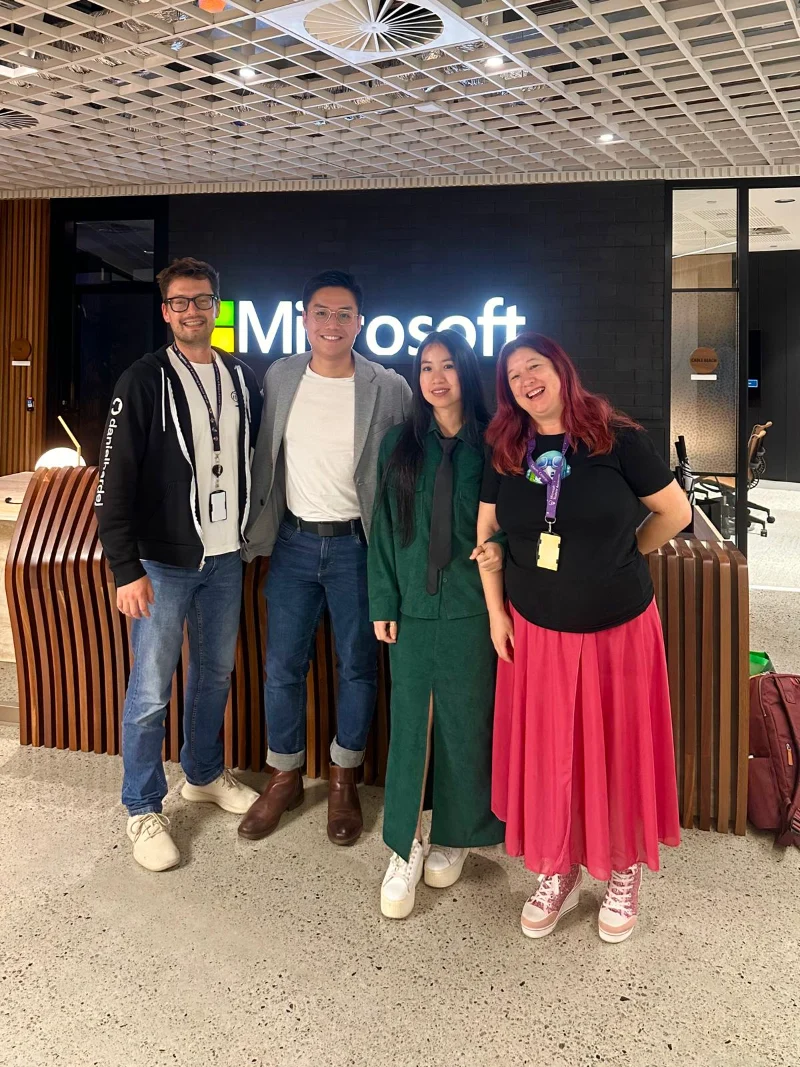 The CyberNIQ team with hosts at the Microsoft Perth office