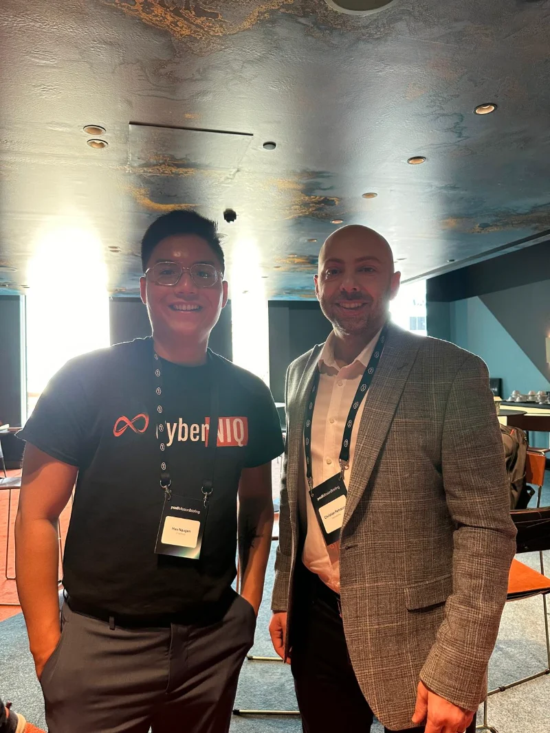 Huu Nguyen with Christian Petrocco at the Pax8 Mission Briefing