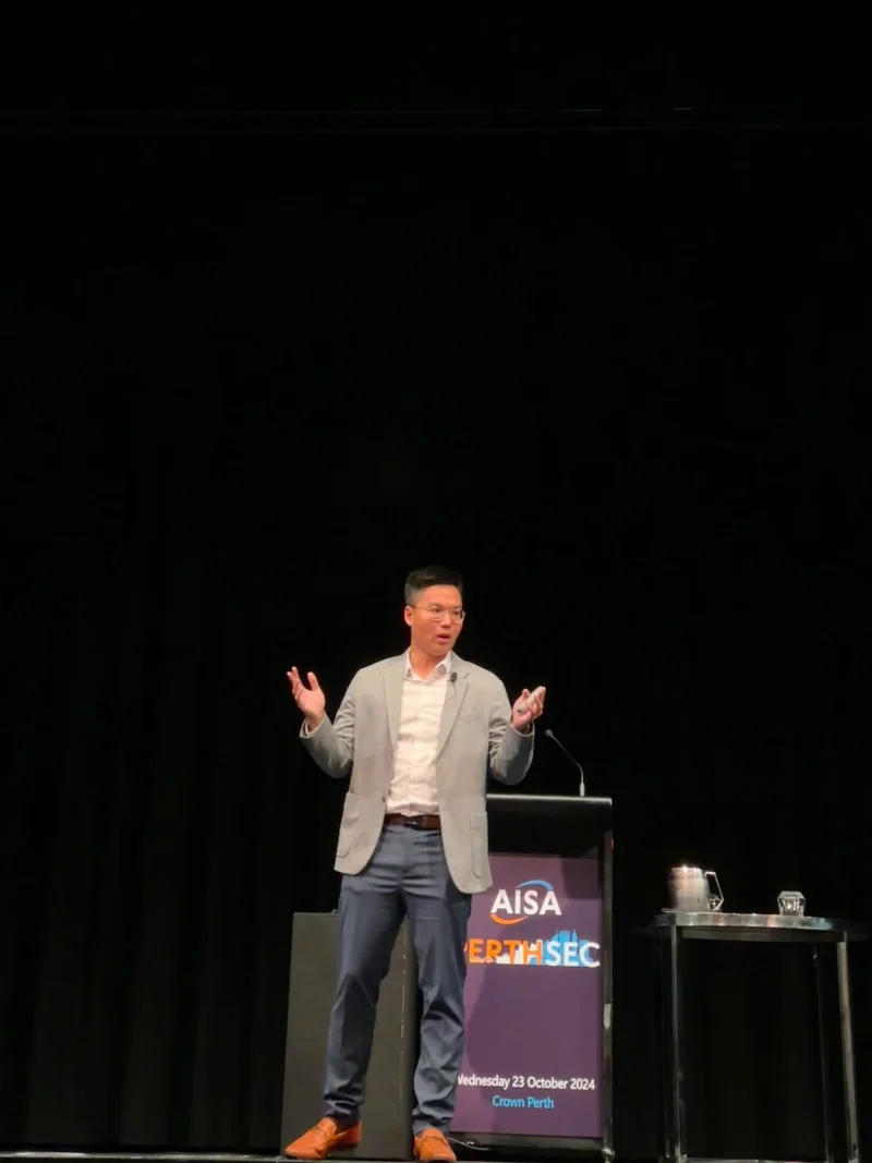 Huu Nguyen presenting at AISA PerthSec 2024